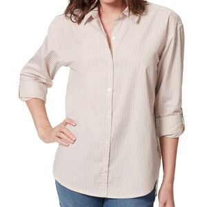 Gloria Vanderbilt Cream Button Down Relaxed Top